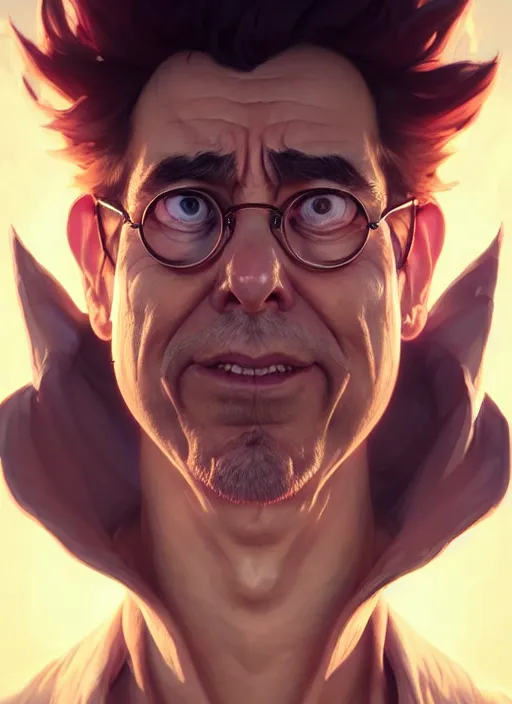 Prompt: concept art by artgerm, amazingly beautiful portrait of a hyper realistic, frowning, sad rick sanchez by greg rutkowski, artgerm, alphonse mucha, concept art, octane render, highly detailed, high quality, 8 k, soft lighting, path traced, and uang guangjian and gil elvgren, symmetry!!