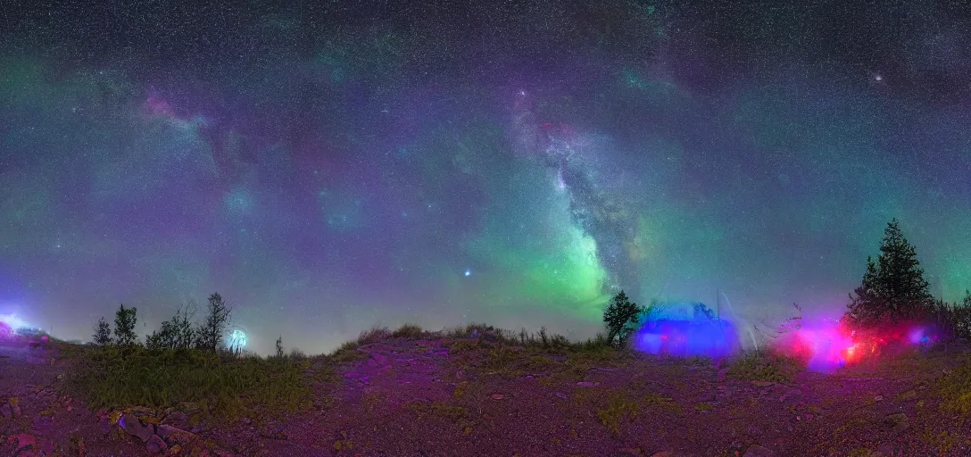 Image similar to A meteor shower illuminates a dark night sky, highly detailed, digital photo, HDRI, by christopher bretz and kael ngu, vivid colors, high contrast, 8k resolution, intricate, photorealistic, smooth, psychedelic color scheme,