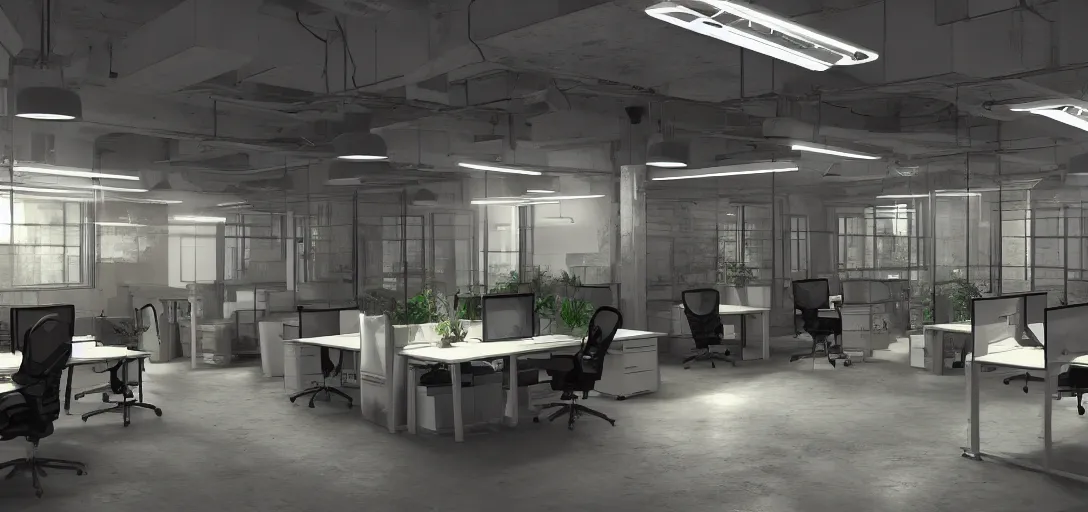 Image similar to photo of the backrooms office space, bright, 8 k photorealistic, hd, high details, trending on artstation