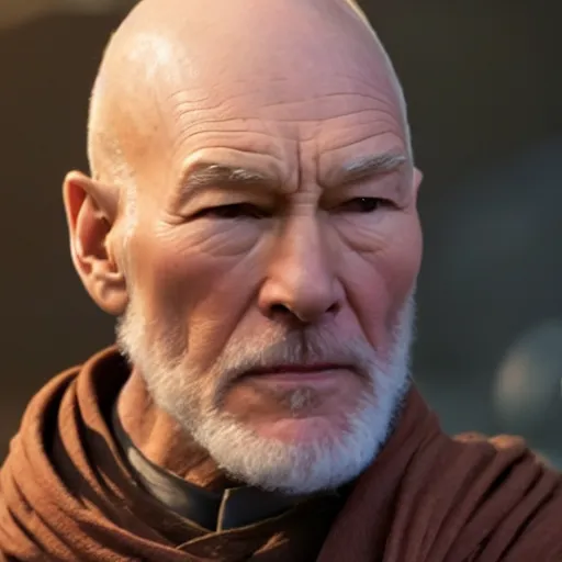 Prompt: Patrick Stewart as Obi-Wan Kenobi, 4k, UHD