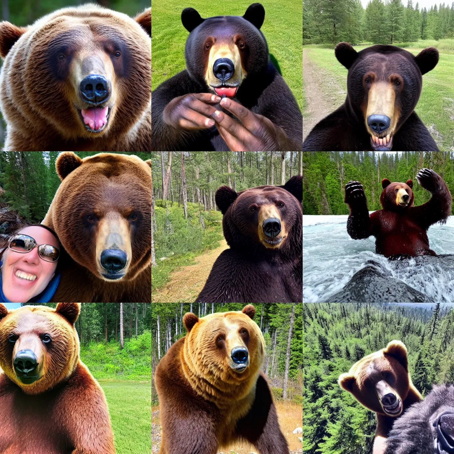 Prompt: bear selfie
