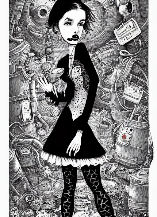 Image similar to a portrait of a pretty sewer punk young lady by joe fenton