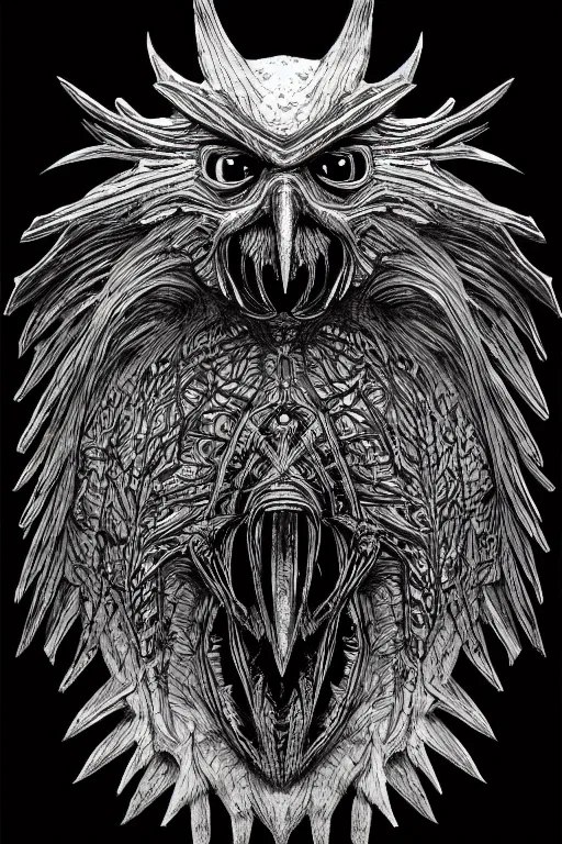 Image similar to raven monster, symmetrical, highly detailed, digital art, sharp focus, trending on art station, kentaro miura manga art style