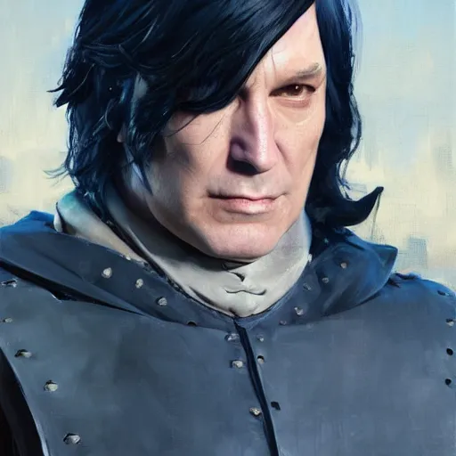 Image similar to greg manchess portrait painting of partially armored severus snape as overwatch character, medium shot, asymmetrical, profile picture, organic painting, sunny day, matte painting, bold shapes, hard edges, street art, trending on artstation, by huang guangjian and gil elvgren and sachin teng