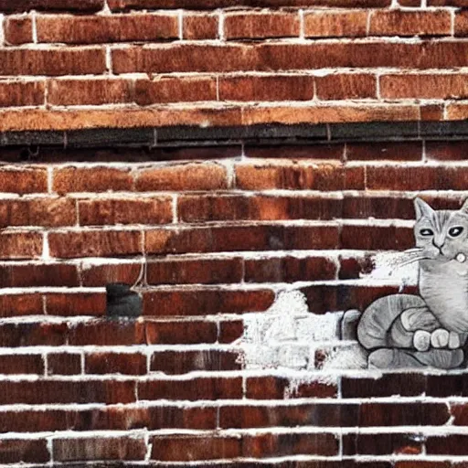 Prompt: “a cat graffitiing a brick wall”