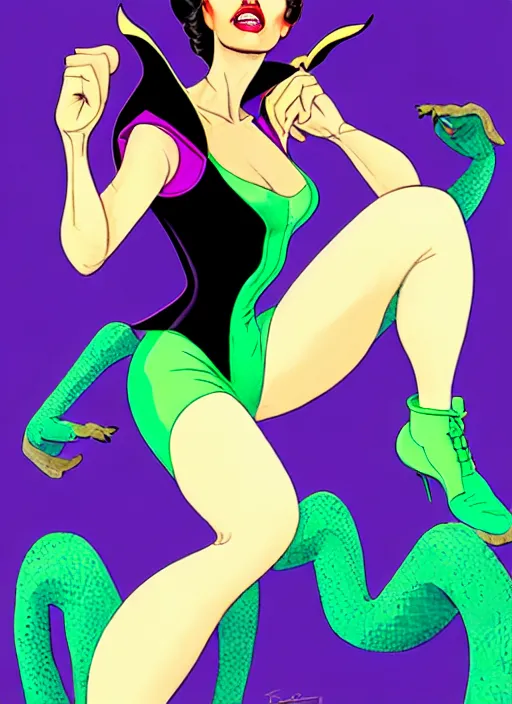 Image similar to maleficent in 1 9 8 0 s workout clothes, leotard and leg warmers, flashdance style, retro glam, digital painting by don bluth, frank cho, j scott campbell, oliva