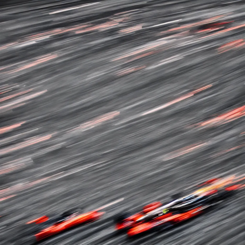 Image similar to racing cars in long exposure photographed by andreas gursky, sony a 7 r 3, f 1 1, ultra detailed,