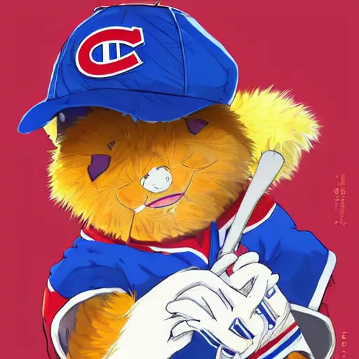 Image similar to anime Portrait of Youppi the Habs Montreal Canadiens Mascot as a very cute powerful and friendly pokemon, highly detailed anime, high evolution, 1990s, legendary, smooth, sharp focus, dynamic lighting, intricate, trending on ArtStation, illustration pokemon, art by WLOP