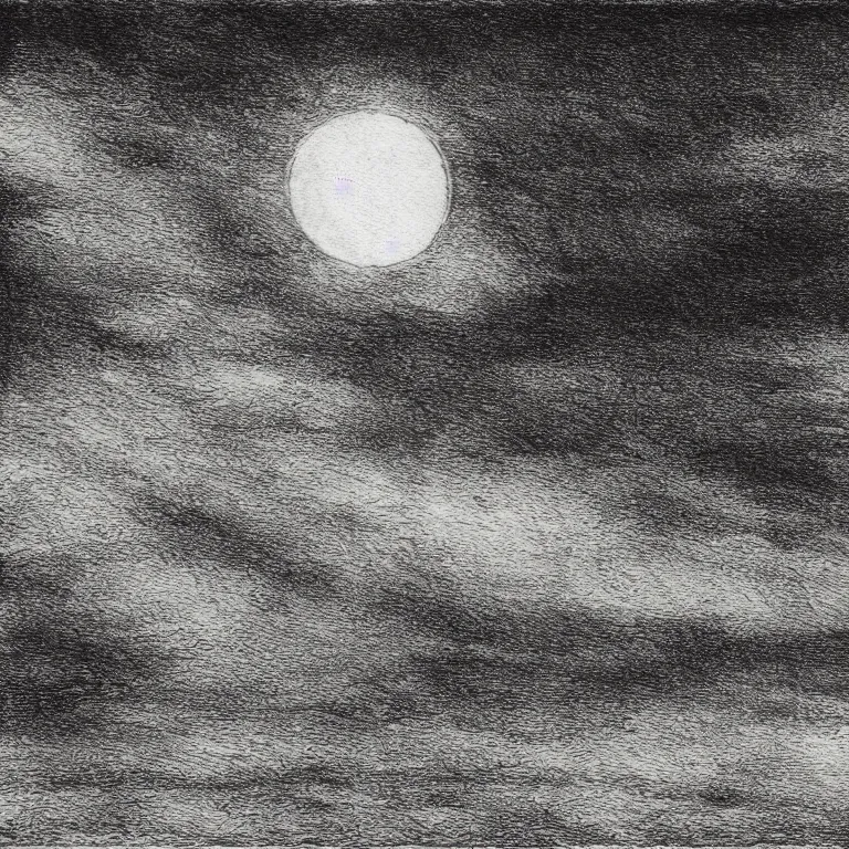 Prompt: foggy night sky, etching, black and white, high detail, engraving, printmaking, high contrast