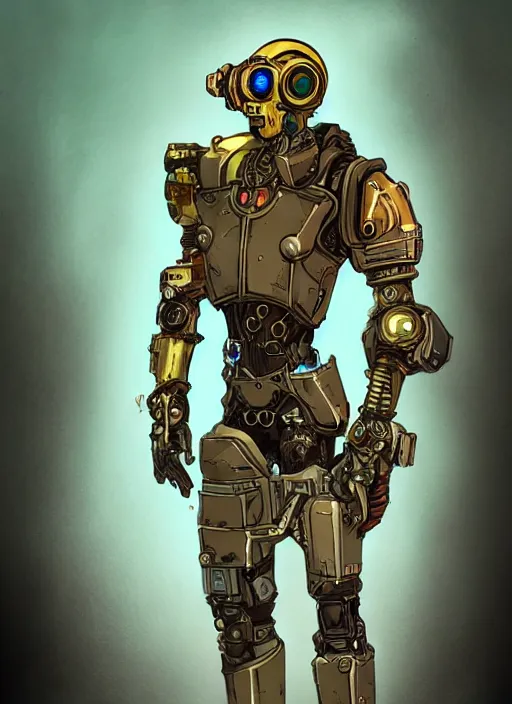 Image similar to a mysterious portrait of a cyborg bodyguard, pretty, premium cybernetics, D&D, fantasy, intricate, cel-shaded 3d, Borderlands style