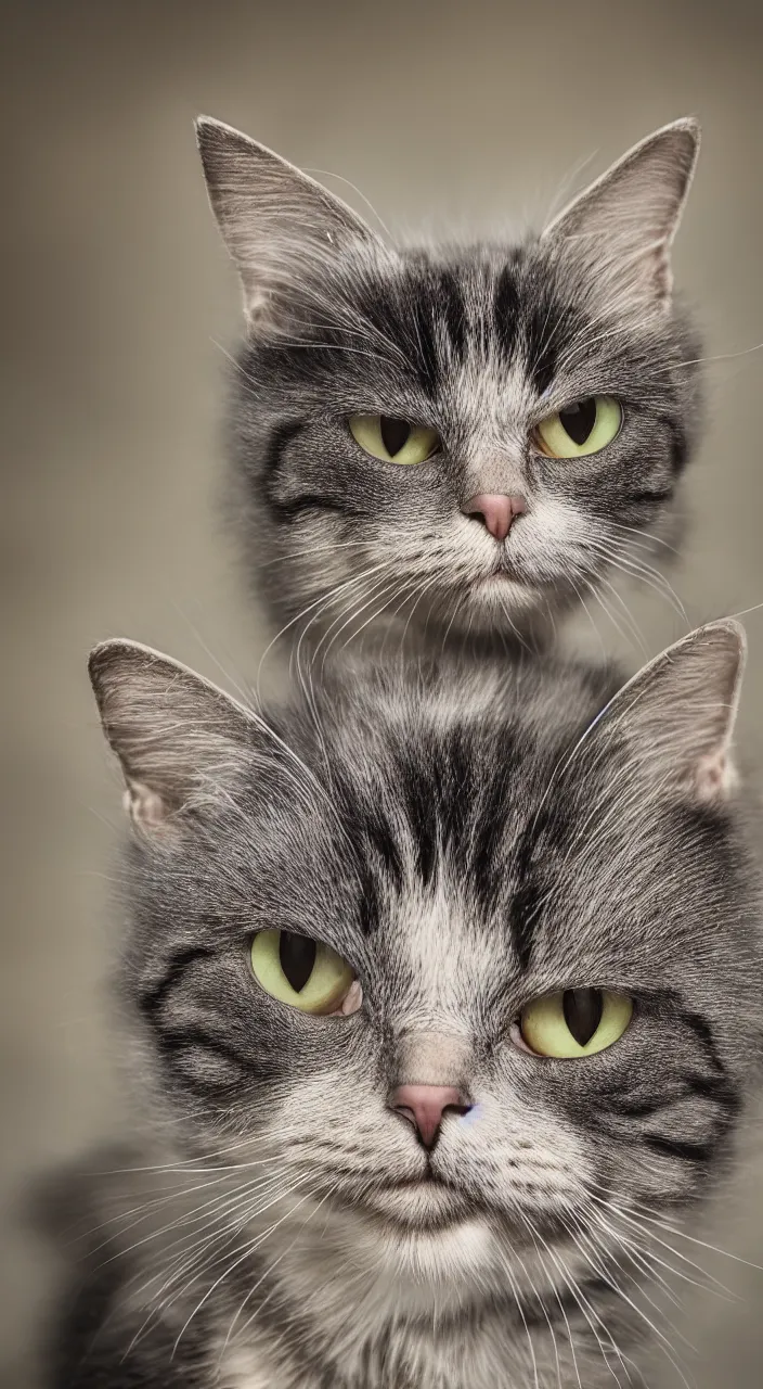 Prompt: cat with a wig, portait, highly detailed, outdoor photography