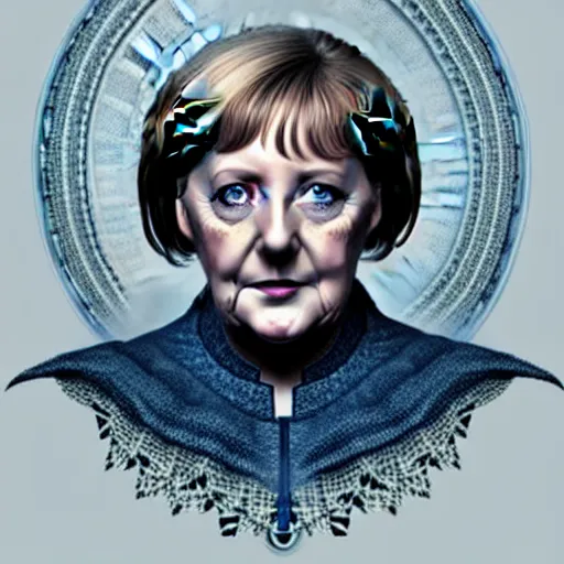 Prompt: Portrait of Angela Merkel with beard, D&D, blue eyes, face, !dark fantasy!, intricate, elegant, highly detailed, digital painting, artstation, concept art, smooth, sharp focus, illustration, art by artgerm and greg rutkowski and alphonse mucha