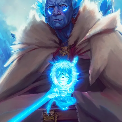 Image similar to anime portrait of Joe biden as a shaman yedi using dark force to eliminate trump as an anime antagonist by Stanley Artgerm Lau, WLOP, Rossdraws, James Jean, Andrei Riabovitchev, Marc Simonetti, and Sakimichan, trending on artstation