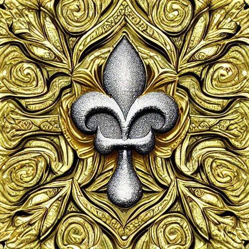 Image similar to fleur de lis,higly detailed,golden,diamonds,digital art