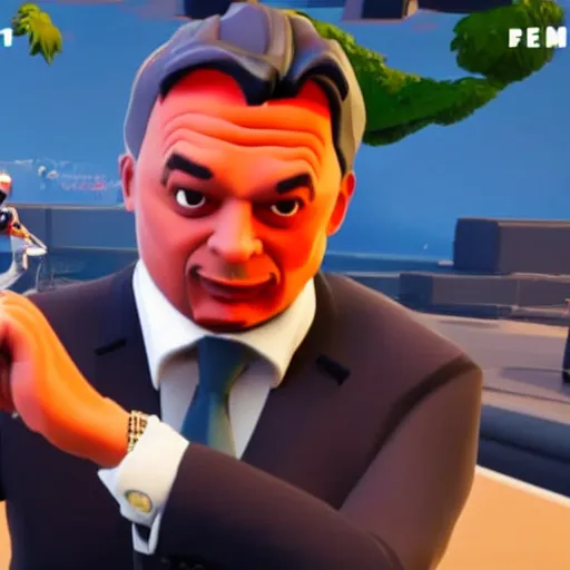 Image similar to Viktor Orban in Fortnite doing the Floss