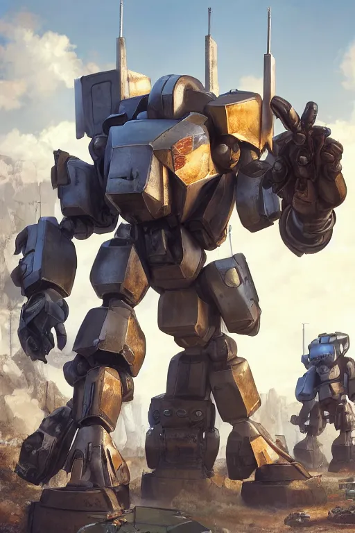 Image similar to mechwarrior 5 : mercenaries mech megaman transformer robot boss tank engine game octane render, 4 k, hd 2 0 2 2 3 d cgi rtx hdr style chrome reflexion glow fanart, global illumination ray tracing hdr fanart arstation by ian pesty by jesper ejsing pixar and disney unreal zbrush central hardmesh