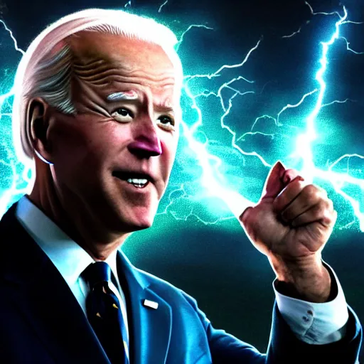 Image similar to dark wizard Joe Biden with lightning propaganda poster, UHD, hyperrealistic render, highly detailed, 4k, artstation, still photo