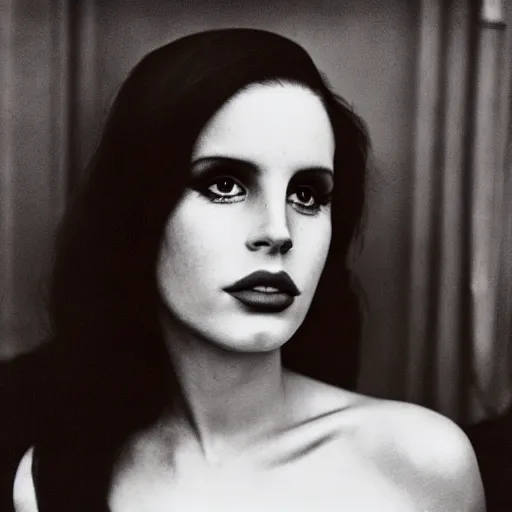 Image similar to portrait of lana del rey by diane arbus, high detail, fine detail