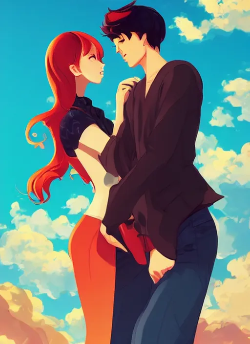 Image similar to a cheesy romance novel cover. clean cel shaded vector art. shutterstock. behance hd by lois van baarle, artgerm, helen huang, by makoto shinkai and ilya kuvshinov, rossdraws, illustration,