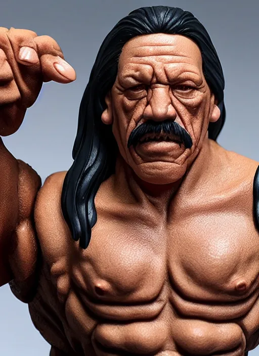 Image similar to danny trejo, an nendoroid of danny trejo figurine, realistic face, detailed product photo