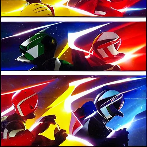 the power rangers as the 9 panels in Sol. Hyper | Stable Diffusion ...