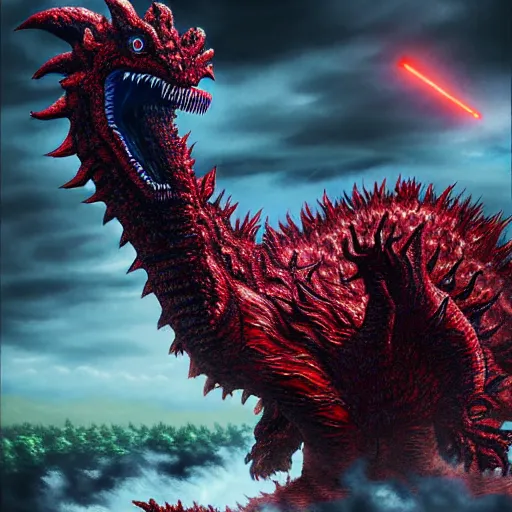 Image similar to shin godzilla, highly detailed, digital painting, smooth, sharp focus, illustration, ultra realistic, 8 k, art by hideaki anno and shinji higuchi