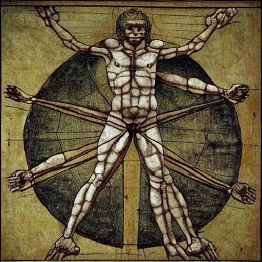 Image similar to Pepe the Frog in The Vitruvian Man - by Leonardo da Vinci