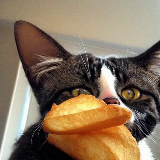 Image similar to is that a cat or an order of fries? i honestly can't tell.