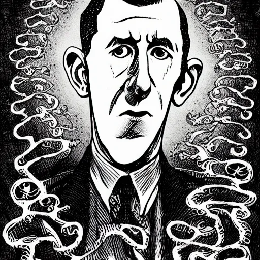 Prompt: howard philips lovecraft in the style of junji ito, junji ito, award winning