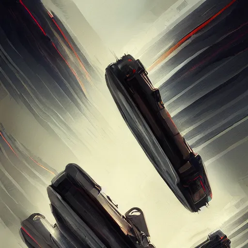 Prompt: super long and heavy car, elegant, digital painting, concept art, smooth, sharp focus, art style from Wang Ke and Greg Rutkowski and Bruce Kaiser and Scott Robertson and Dmitry Mazurkevich and Doruk Erdem and Jon Sibal, small style cue from Blade Runner and Minority Report and iRobots