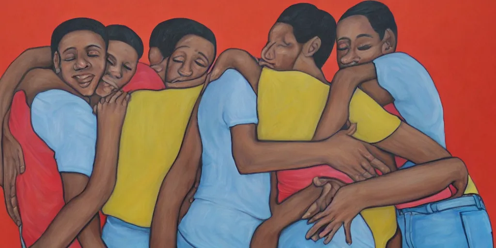 Prompt: detailed painting of a group hug