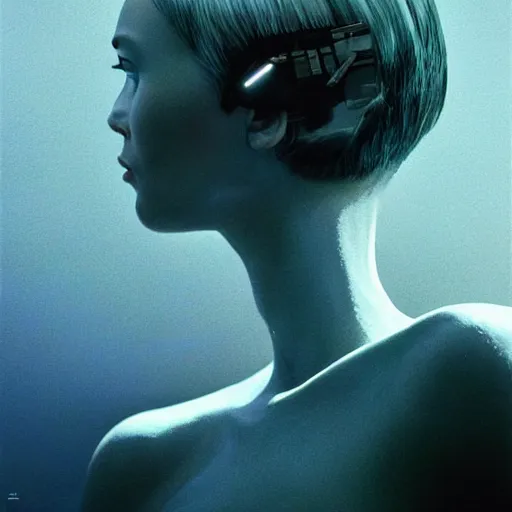 Image similar to extremely beautiful futuristic super schizophrenic psychotic prismatic superhuman, lush detail, herb ritts, roger deakins, anne leibovitz, beeple, cinematic lighting, sharp focus, hyperrealism, greg rutkowski, psychosis, beautiful psychotic radiant madwoman, super schizophrenic superhuman, volumetric light