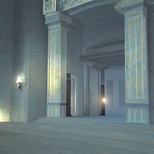 Image similar to the grand entrance, art by kotaro chiba, volumetric lighting