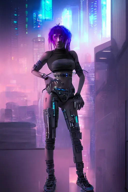 Prompt: portrait futuristic trustworthy cyberpunk young female gunner, in futuristic heavily sandstorm tokyo rooftop cyberpunk night, ssci-fi, fantasy, intricate, very very beautiful, elegant, neon light, highly detailed, digital painting, concept art, human anatomy, soft light, hdri, smooth, sharp focus, illustration, art by tian zi and craig mullins and WLOP and alphonse mucha