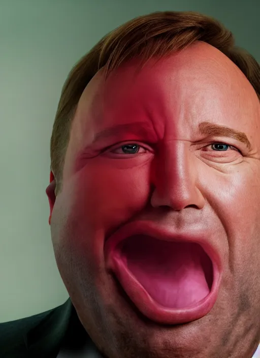 Prompt: A hyper realistic ultra realistic photograph of Alex Jones screaming dressed as kirby by Bran , detailed, photorealistic imagery, 8k quality