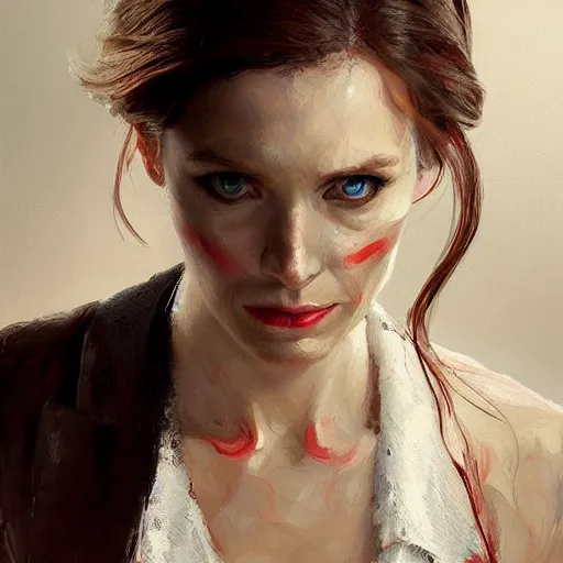 Image similar to A masterpiece portrait of a Female version of Patric Bateman from American Psycho. medium shot, intricate, elegant, highly detailed. trending on artstation, digital art, by Stanley Artgerm Lau, WLOP, Rossdraws, James Jean, Andrei Riabovitchev, Marc Simonetti, Yoshitaka Amano