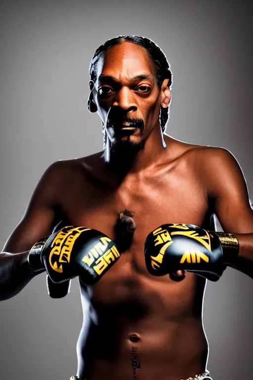 Image similar to snoop dogg join muay thai and be ufc fighter, high resolution, photorealistic, smooth, details, 4 k, aesthetic lighting, baroque object, sharp focus, hyperdetailed object, professional photography, pullitzer winning, 8 0 0 mm photo by : canon eos 5 d mark iv, by karah mew and adnan abidi and jodie bateman