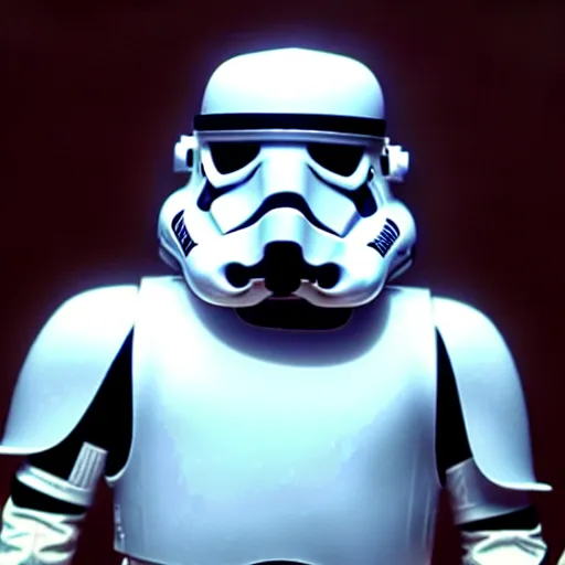 Prompt: mr. bean as a stormtrooper from star wars. movie still. cinematic lighting.