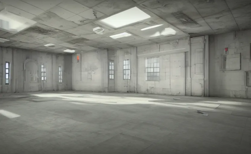 Image similar to empty room, open shiny floor, hyper details, unreal engine and v - ray render.