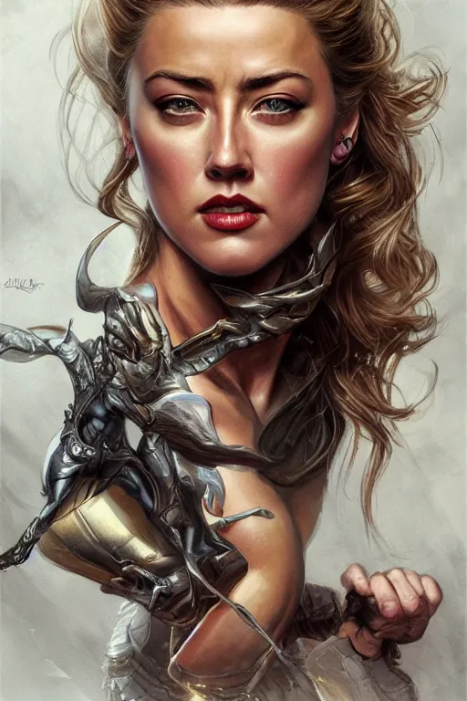 Image similar to muscled Amber Heard as a ruggedly handsome hero, intricate, elegant, highly detailed, centered, digital painting, artstation, concept art, smooth, sharp focus, illustration, art by artgerm and donato giancola and Joseph Christian Leyendecker, Ross Tran, WLOP