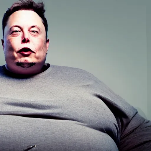 Prompt: morbidly obese elon musk with torn clothes lying on a couch with tv remote in his hand bored face 4k
