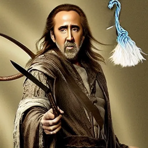 Image similar to Nicolas Cage as Gandalf