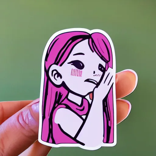 Image similar to sticker cute girl is crying