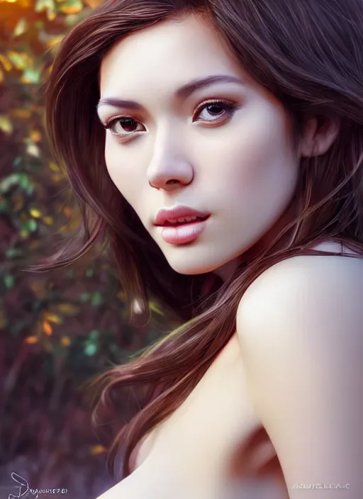 Image similar to photo of a gorgeous female in the style of stefan kostic, realistic, professionally, half body shot, sharp focus, 8 k high definition, insanely detailed, intricate, elegant, art by stanley lau and artgerm, extreme bokeh foliage