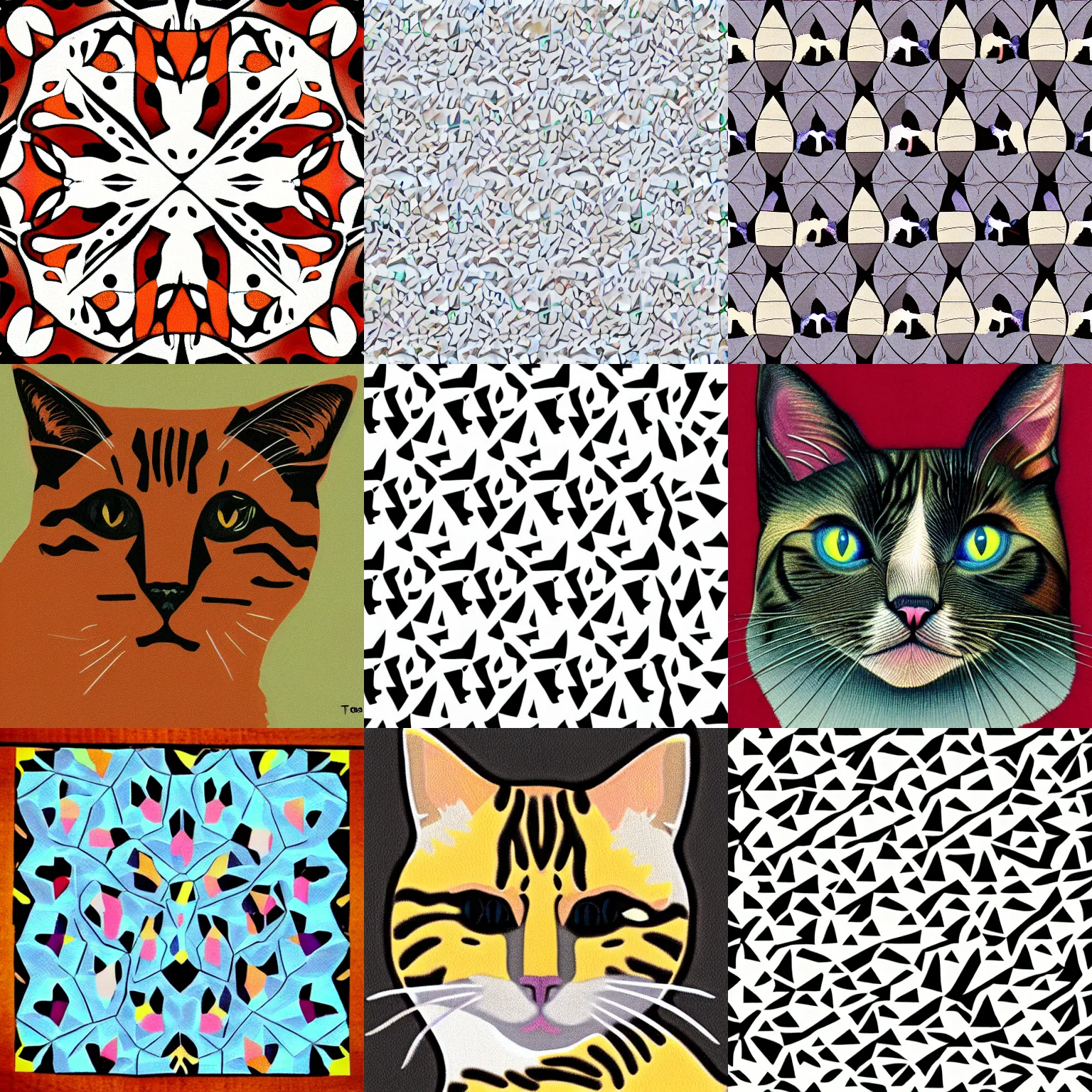 Prompt: tessellation of a cat