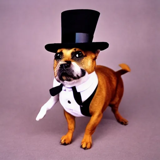 Image similar to photo of dog wearing top hat, Kodak Super 8, 8mm, full-HD