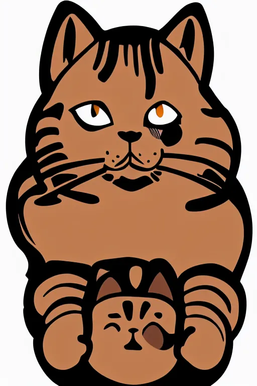 Prompt: Portrait of a cat that is a sumo wrestler, sticker, colorful, illustration, highly detailed, simple, smooth and clean vector curves, no jagged lines, vector art, smooth