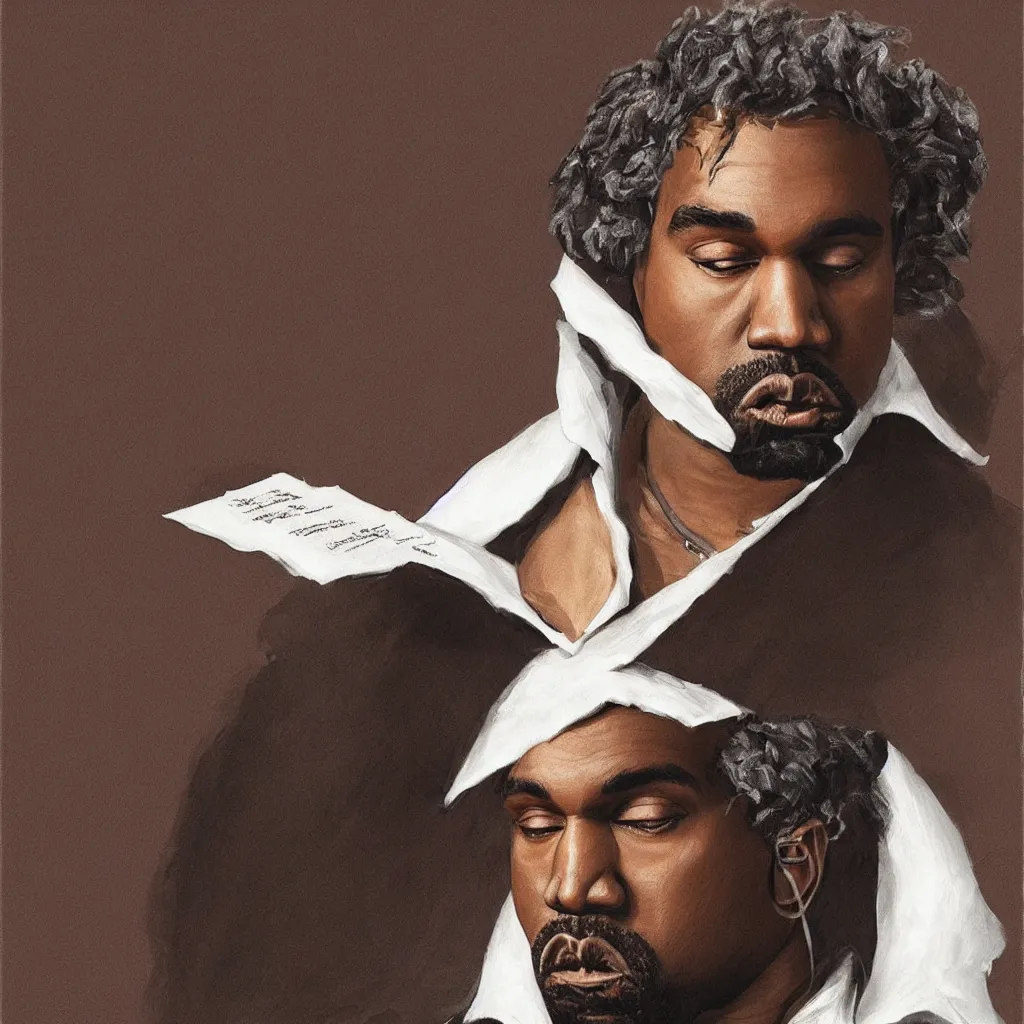 Prompt: kanye west as beethoven, photo realism