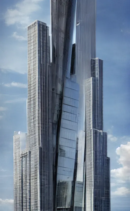 Prompt: the sears tower in chicago redesigned by zaha hadid