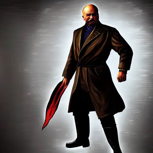 Image similar to lenin in mortal kombat mk 1 1 video game splash screen concept art very very detailed